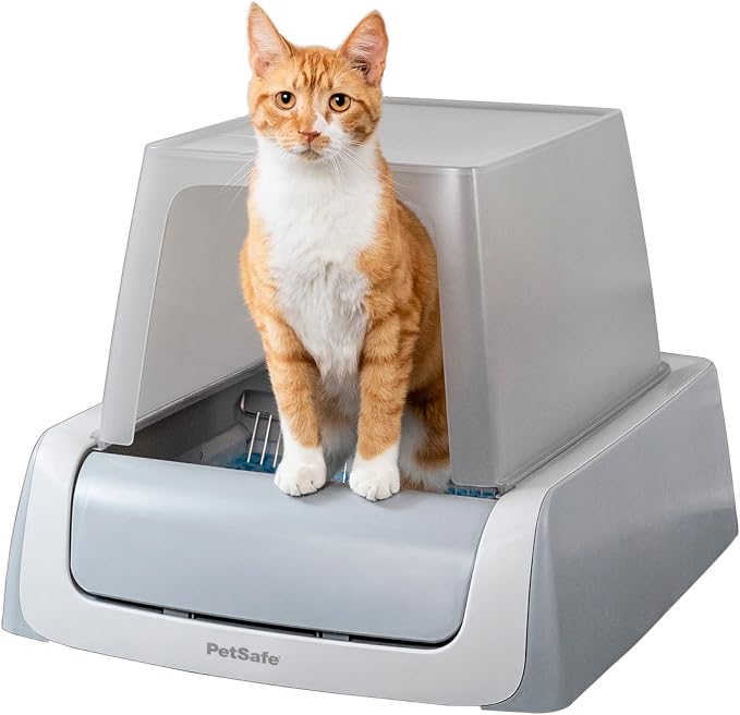 PetSafe ScoopFree Crystal Pro Legacy Front-Entry Self-Cleaning Litter Box | Hands-Free Automatic Cleaning, Advanced Odor Control, Health Counter Display, Includes 1 Disposable Crystal Litter Tray