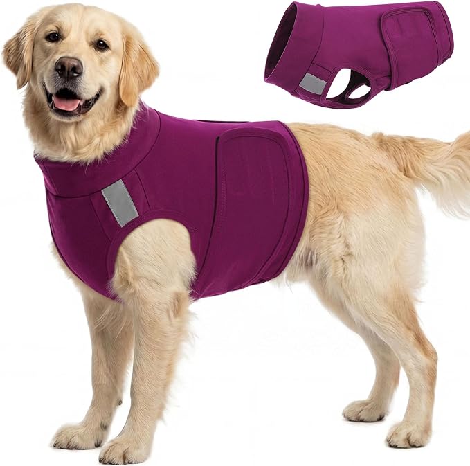 KOESON Reflective Dog Anxiety Vest, Adjustable & Breathable Thunder Jacket for Dogs, Lightweight & Soft Calming Vest for Dogs, Stress Relief Dog Compression Shirt for Thunder, Fireworks, Separation