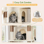 Globlazer Extra Large Cat Tree Tower 80in XXL Tall Cat Tree for Multiple Indoor Cats Large Adult Kittens with Scratching Posts, 2 Widened Perches, Adjustable Baskets, 2 Cozy Cat Condos, S80G, Beige