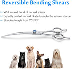 JASON Curved Dog Grooming Scissors - 7" Cats Trimming Shears Right Handed | Ergonomic Pets Shear with Offset Handle and a Jewelled Screw for Right Handed Groomers, Sharp, Comfortable, Gift