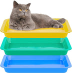 Tessco for you 3 Pcs Kitten Litter Box Shallow Low Entry Open Cat Litter Box Waterproof Plastic Small Rabbit Pan Tray Travel Toilet for Senior Cat Kitten Training(Classic Color,15.1 x 12 x 1.4 Inch)