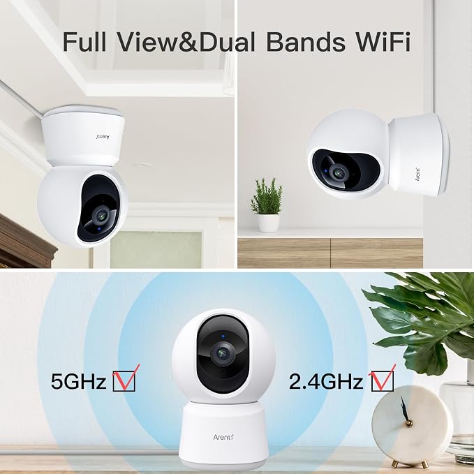 ARENTI 4MP Pet Camera P2Q 2PC, 5G WiFi 6 Indoor Security Cameras, Free App | Pan/Tilt, Auto Tracking, AI Human/Motion/Sound Detection, Night Vision, 2-Way Audio, Custom Zones, Timer Cruise, Sleep Mode