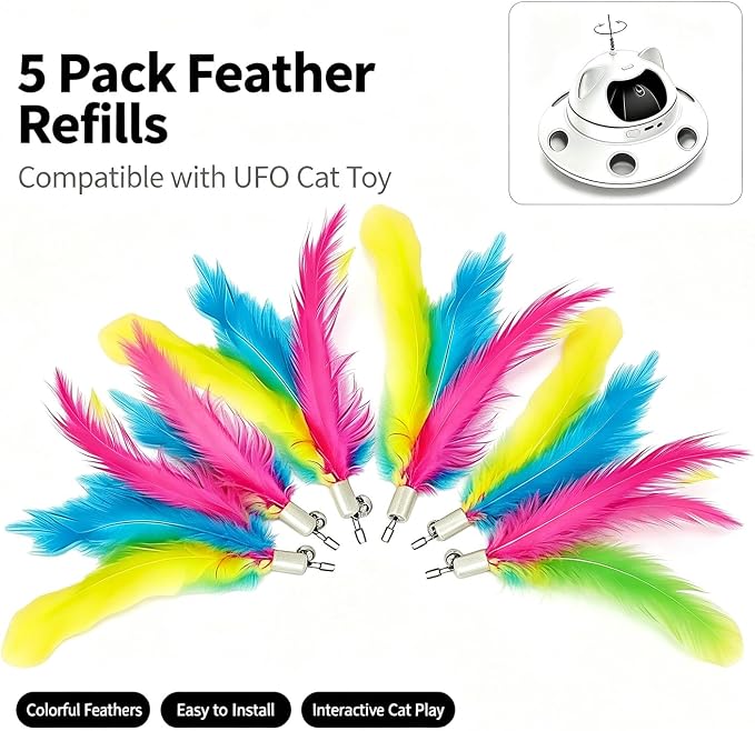 3-in-1 Auto Laser Cat Toy, USB Recharge Motion Activated Kitten Feather Chase Toy - Antenna-Style Feather Replacement Parts