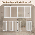 32" Extra Tall Free Standing Dog Gate Indoor, Foldable Pet Gate | for Doorways Stairs, 4-Panel Dog Fence with Support Feet for Stability, Folding Puppy Gate Easy to Carry No Drilling 72"x32"