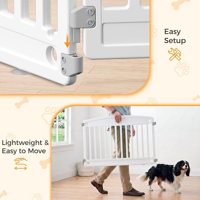 NEWBULIG Dog Playpen 6-Panel, 24IN Puppy Playpen, Stable Dog Play Pen Indoors Outdoor with Secure Locking Door, Plastic Pet Fence for Small & Medium Dogs