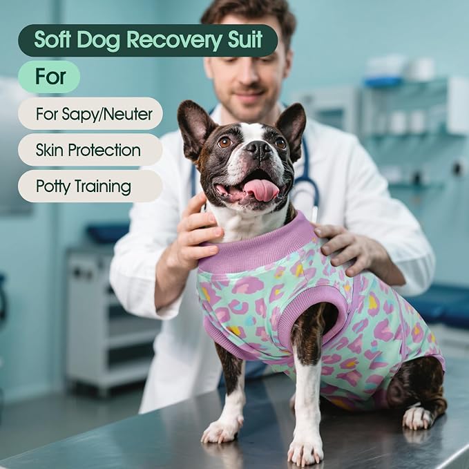 Kuoser Dog Recovery Suit After Surgery, Spay Neuter Surgical Suit for Dogs | Post Surgery Anti-Licking Dog Onesie Protects Wounds and Incisions, E-Collar & Cone Alternative Bodysuit for Female Male Dogs