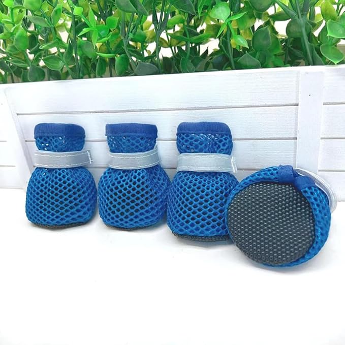 Breathable Mesh Dog Shoes Summer Anti-Scald Paw Protector Boots, Reflective Adjustable Non Slip Pet Footwear for Small Dogs Puppy Cats Hot Pavement Outdoor Walking (Orange Color, S)