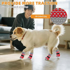 KOOLTAIL Dog Socks to Prevent Licking Paws, Dog Christmas Outfit Shoes for Winter Snow Pavement, Warm Fleece Pet Boots & Paw Protector for Hardwood Floors Anti Slip, Small Medium Large Size, Red M