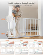 COMOMY 30" Tall Baby Gate for Stairs Doorways, Fits Openings 29.5" to 51.6" Wide, Auto Close Extra Wide Dog Gate for House, Pressure Mounted Easy Walk Through Pet Gate with Door, White | Auto Close Extra Wide Dog Gate for House, Pressure Mounted Easy W...
