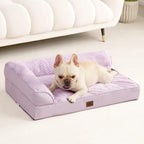 EHEYCIGA Large Dog Bed Memory Foam for Crate, Orthopedic Dog Bed Large Size Dogs with Washable Removable Cover, Waterproof Pet Sofa Couch with Nonskid Bottom, 35x22x6, Lilac
