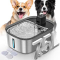 Wireless 7.5l/254oz/2Gal Dog Water Fountain for Large Dogs Stainless Steel | Quiet Pet & Cat Water Fountain with Motion Sensor, Automatic Water Dispenser for Dogs&Multi-Pet Homes Continuous Fresh Flow