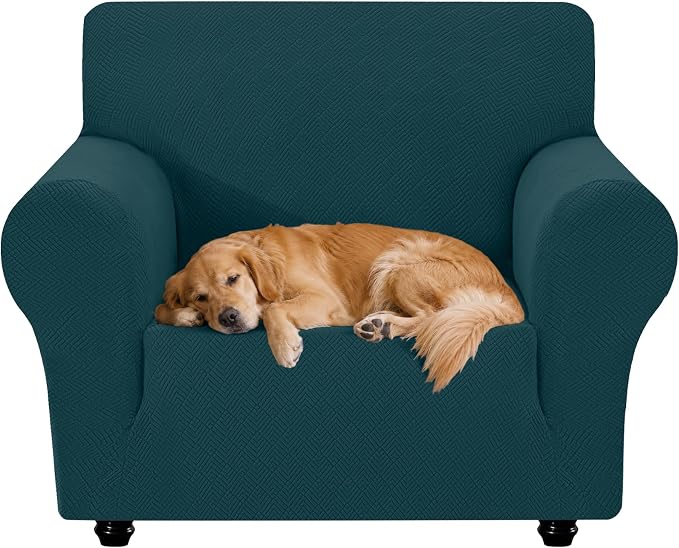 XINEAGE Stretch Armchair Slipcover, Non-Slip Pet Couch Cover,Dark Green | Washable Furniture Protector, Elastic Bottom, Dogs & Cats Friendly, Scratch-resistant, Fast Setup, High Elasticity