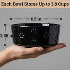 Ceramic Dog Bowl Set of 2 w/ Anti-Skid Base 6.5"W x 2.5"H, 3.8 Cup Capacity | Thick Ceramic, Dishwasher Safe, Anti-Skid Rubber Base, 3.8 Cups per Bowl, Ceramic Food & Water Bowls Set of 2 for Medium Dogs