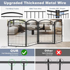 Full Metal Free Standing Dog Gate with Door for Outdoor Indoor,96'' Extra Wide 36'' Tall Dog Gates for Doorways,Large Openings,Decks,Porch,Freestanding Portable Pet Fence(4 Panels,Black)
