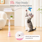 Automatic Butterfly Cat Toy, Interactive Wand with Suction Base | Rechargeable 2-in-1 wand offers handheld or suction-base play, two rotating modes, tap activation, and 3 butterfly refills.
