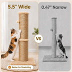 PAWSCRAT 32-Inch Tall Cat Scratching Post, 5.5-Inch Diameter, Sisal, Yellow | Natural Sisal Scratching Surface with a Dangling Ball for Indoor Cats, Scratch-Resistant Durable and Protect Your Furniture
