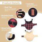 Winter Coat for Small and Medium Dogs, Puppy Plaid Jacket, Cotton Coat for Cold Weather, Windproof Warm Dog Garments, Pet Thickened Outfits Indoor Outdoor, Red S