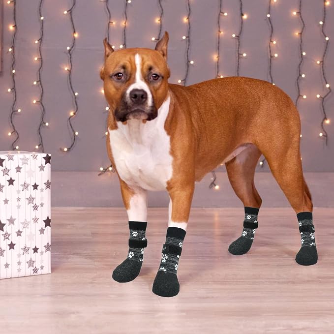 KOOLTAIL Anti Slip Dog Socks for Hot/Cold Pavement to Prevent Licking Paws,Booties for Hardwood Floors,Traction Rain Dog Boots&Paw Protectors Shoes with Grip for Outside Small Medium Large Senior Dogs