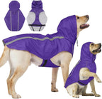 Purple Dog Raincoat with Reflective Strip Hoodie, Waterproof Poncho，3XL | Reflective Safety Trim, Waterproof & Breathable, Adjustable Hood, Leash-Friendly Access Hole, Easy On & Off Design