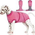 FUAMEY Recovery Suit for Dogs Post-Surgery,Dog Surgery Suit Female Spay | Dog Onesie for Surgery Female Collar Cone Alternative Surgical Shirt,Male Dog Neuter Suits Rose Stripes XS