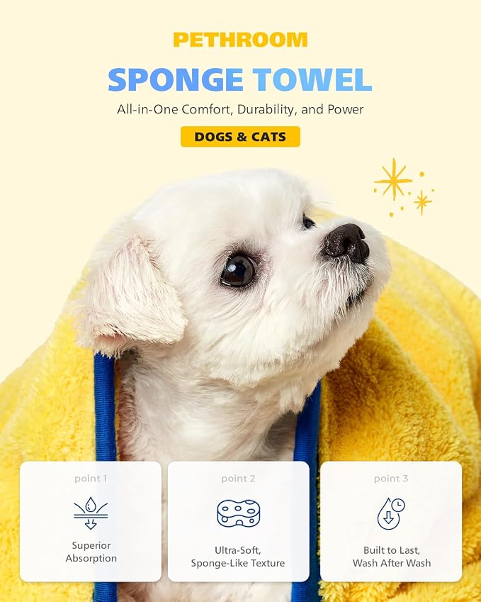 Ultra Absorbent Pet Towel | Quick-Drying, Soft Microfiber Dog & Cat Bath Towel | Lightweight, Durable, Fast Water-Soaking | Ideal for All Breeds (Medium) 15.7" x 31.5"