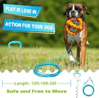 Supet Dog Tie Out Cable and Stake, Heavy Duty Runner with 32/16/10 FT Lead, Long Leash/Tether for Camping Backyard Outdoor Ground, Chain for Medium Large Dogs up to 125lbs