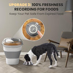 32-35 Lbs Dog Food Storage Container Wheels,Collapsible Dog Food Container | Pet Food Storage Container with Transparent Airtight Lid,Date Track,Keep Fresh for Rice,Flour,Sugar,Scoop and 2PCS Container