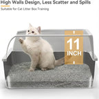 Stainless Steel Litter Box, XL High Sided Enclosed Cat Litter Boxes with Lid for Big Cats, Anti-Urine Leakage Includes Litter Mat & Metal Scoop