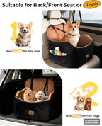 Dog Car Seat for Small/Medium Dogs, Detachable Washable Dog Booster Car Seat Under 35lbs, High-Support Memory Foam,Travel Bed with Storage Pockets