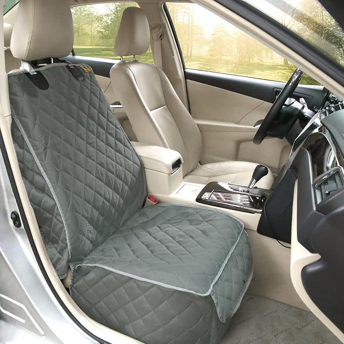 Bark Lover Deluxe Dog Seat Cover for Front Seat-More Durable Spill-Resistant Front Seat Protector, High Heat Resistant and Nonslip Front Seat Cover for Dogs Kids, Universal Size (Grey,1 Pack)