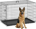 FDW Dog Crate 48-Inch Dog Cage Foldable Metal Kennel with Leakproof Tray Foldable Design Indoor Outdoor Use for XL Large Dogs,Dark Black