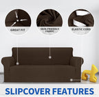 MAXIJIN Loveseat Cover Sofa Covers (55"-69"), 1-Piece Stretch Couch Covers for 2 Cushion Couch Love Seat Slipcover with Elastic Bottom for Kids,Dog (Loveseat, Diamond Pattern Coffee)