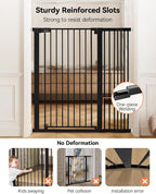 COMOMY 42" Extra Tall Baby Gate for Stairs Doorways, Fits Openings 29.5" to 43.3" Wide, Auto Close Sturdy Safety Dog Gate for House, Pressure Mounted Easy Walk Through Pet Gate with Door, Black