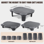 Litter Box Step Adjustable Cat Step with Filter Function,Dark Grey | Elevated Double Layer Litter Box Ramp for Kitten & Old Cats, Easy Cleaning Litter Box Step Stool for Automatic Cat Litter Box
