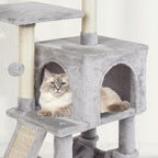 Cut Cat Tree Cat Tower Condo with Hammock Kittens Scratching Post Grey | MIAO PAW Cat Bed For Indoor Modern Activity Tree for Small Cat with Board Hanging Ball Play House