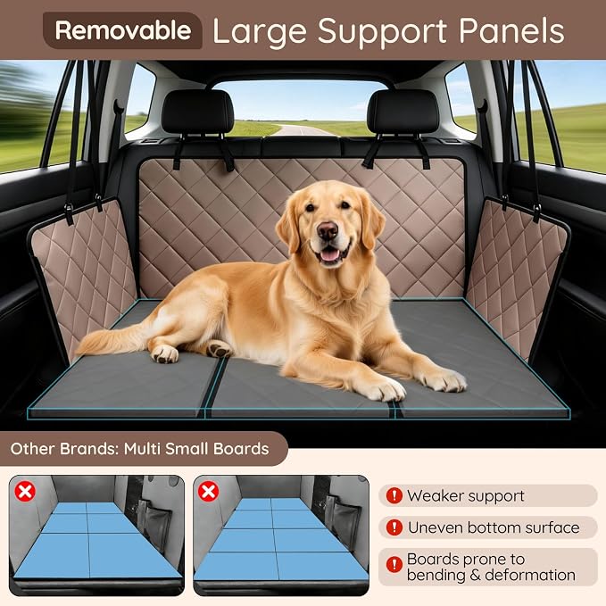 Back Seat Extender for Dogs Hard Bottom, Dog Car Seat Cover for Back Seat Holds 420lbs, Sturdy Backseat Dog Platform for Large Breed Dogs, 600D Oxford & Waterproof Pet Hammock for Cars, SUVs & Trucks
