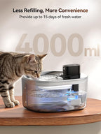 FEELNEEDY Wireless Cat Water Fountain Stainless Steel with Sensor, 4000mAh Battery Operated, 4L/135fl oz Pet Water Fountain for Cats Dogs, Ultra Quiet Cat Drinking Fountain with 2 Filters (YPD-C004S)
