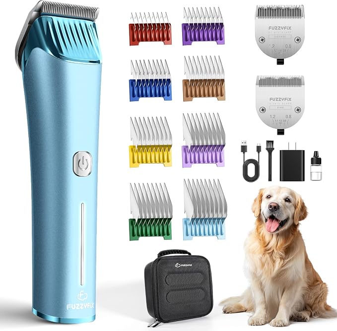 Professional Dog Grooming Clipper with 5-in-1 Replacement Blade | Adjustable Blade Cordless Pet Grooming Kit 2 Speed Trimmer Hair Shaver with Detachable Metal Combs Nova for Animal Horse