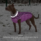 FUAMEY Dog Jacket for Small Dogs Warm Dog Jackets with Harness Built in | Dog Winter Jacket Cold Weather Snow Puppy Vest Water-Resistant Zip up Dog Fleece Jackets High Visibility Pink Leopard XS