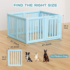 Dog Playpen, Clear Dog Pen, Dog Pen Indoor, Easy to Install and Remove Dog Play Pen, Puppy Playpen Suitable for Dogs, Cats,Dog Playpen Indoor (Blue, 30.3 inch Height, 8 Panels)