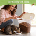 Airtight Dog Cat Pet Food Storage Container 10 Lbs, Slim Tall Dry Food Bin | Clear Plastic Pet Food Treat Container with Lid, Scoop and Cup, Food Storage Bin for Dogs, Cats, Bird Seeds, Kibble, Pellets