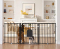 No Pawblems Full Metal Freestanding Dog Gate with Cat Door, 30" Tall | Foldable Pet Gate for Indoor/Outdoor, Zoned management, Dog Fence for Families with Multiple Pets, 78" Wide, 3 Panels, Black