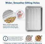 Suzzipaws XL Stainless Steel Sifting Litter Box with Lid for Pine Pellets | 7" Deep High-Sided Non-Stick Stainless Steel Pan with Anti-Leakage and Easy-Clean for Big Cats Using Pellets