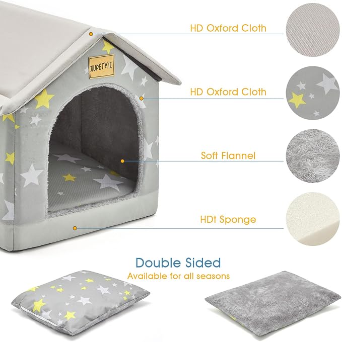 Jiupety Dog House Indoor, XL Size Indoor Dog House for Medium and Large Dog, Warm Cave Sleeping Nest Bed for Cats and Dogs, Gray
