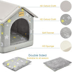 Jiupety Dog House Indoor, S Size Indoor Dog House for Small Dogs and Cats, Warm Cave Sleeping Nest Bed for Cats and Dogs, Gray