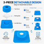 2-in-1 Slow Feeder Dog Bowl, Rolling Ball & Lick Mat, Large Blue | 16.9 oz silicone bowl mat with non-slip suction cups for liquid and thick treats, for large, medium, small dogs and cats