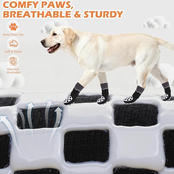 EXPAWLORER Dog Socks to Prevent Licking Paws with Grippers for Hot Pavement | For Hardwood Floors Anti Slip, Reflective Dog Boots & Paw Protectors Shoes Booties with for Senior Small Medium Large Dogs XS