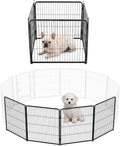 DUMOS Dog Playpen Indoor, Metal 24 Inch 4 Panels Foldable Pet Fence with Door, Outdoor Small Medium Large Dog Puppy Portable Exercise Play Pen for RV Camping, Trips, Play Yard