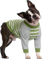 FUAMEY Dog Recovery Sleeve with Elbow Protector, Green Stripes, M | Dogs Shirt Stop Licking Joints, Pet Long Sleeve Suit, Protecting Dog's Front Leg Arm Wounds, Cover Skin Conditions