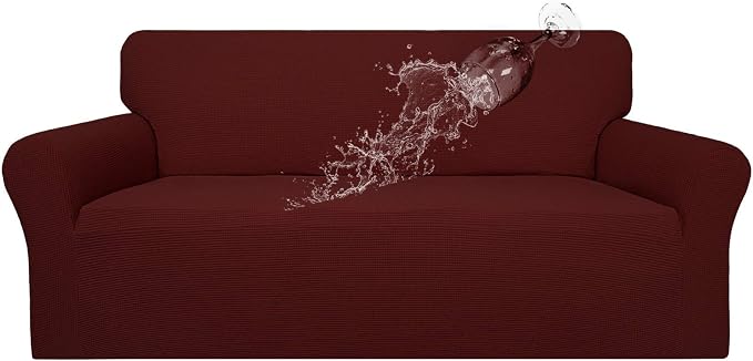 Easy-Going 100% Waterproof Couch Cover, 3 Cushion Couch Slipcover for Sofa | Leakproof Sofa Cover, Stretch Jacquard Furniture Protector Against Stain Spill from Kids, Pets, Dog (Sofa, Wine)
